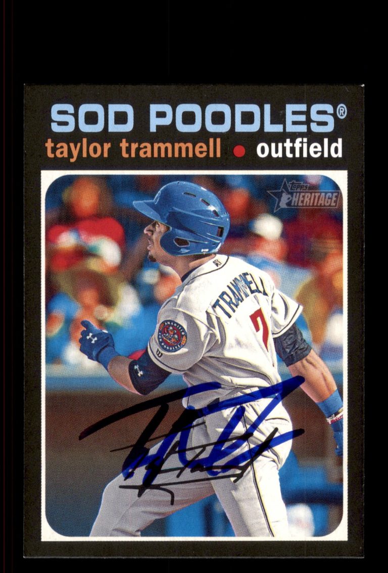 Signed Baseball Card Auto Taylor Trammell 2020 Topps Heritage Minor League #26