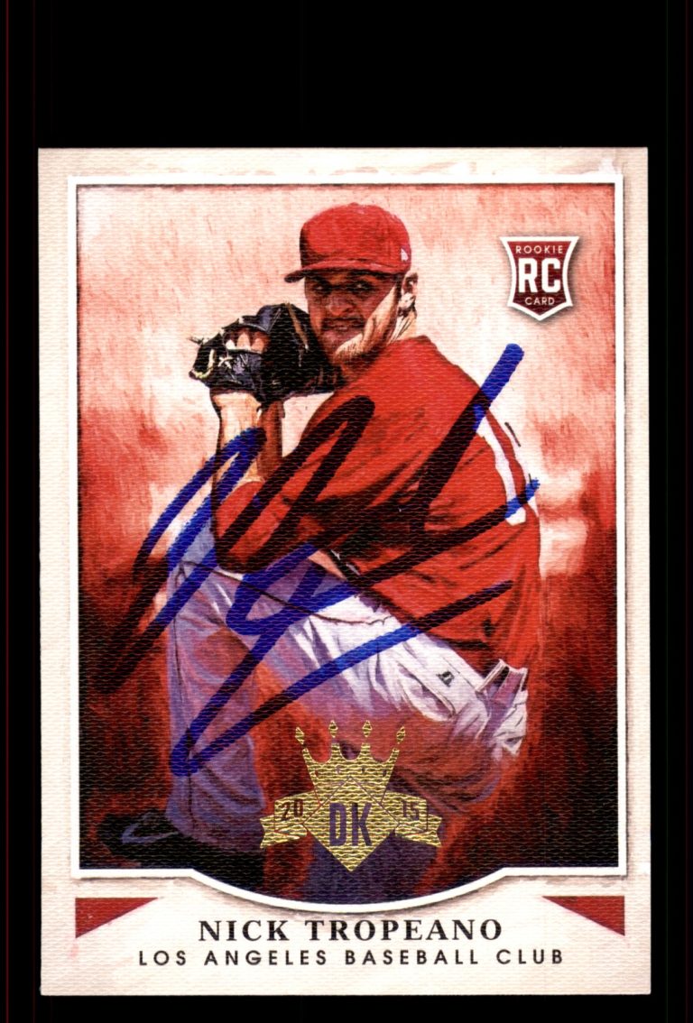 Signed Baseball Card Auto Nick Tropeano 2015 Panini Diamond Kings #198 LA Angels