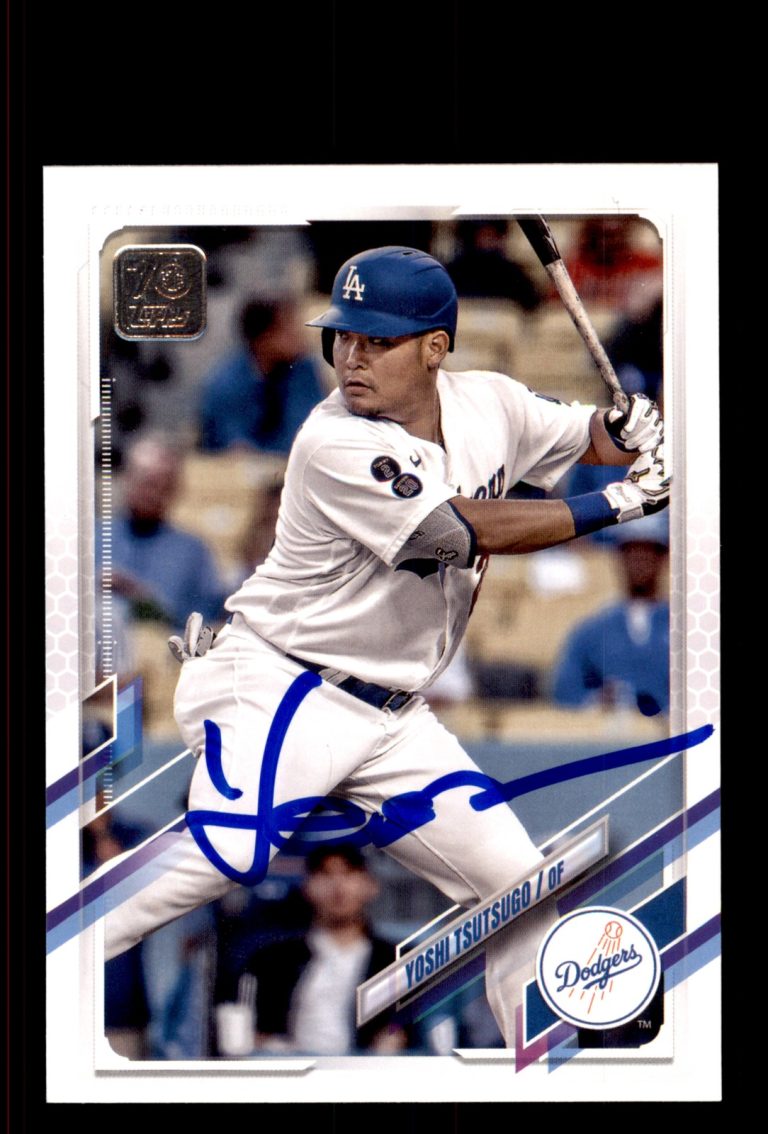 Signed Baseball Card Auto Yoshi Tsutsugo 2021 Topps #US54 Los Angeles Dodgers