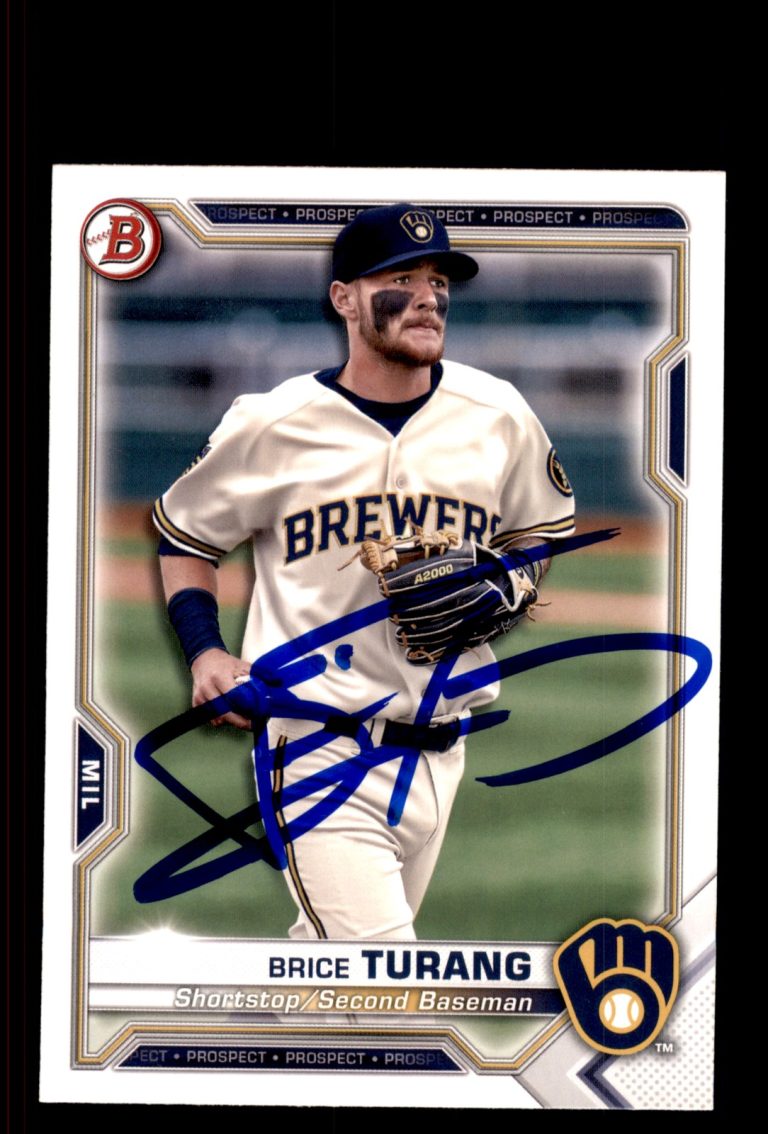 Signed Baseball Card Auto Brice Turang 2021 Bowman #BP-10 Milwaukee Brewers