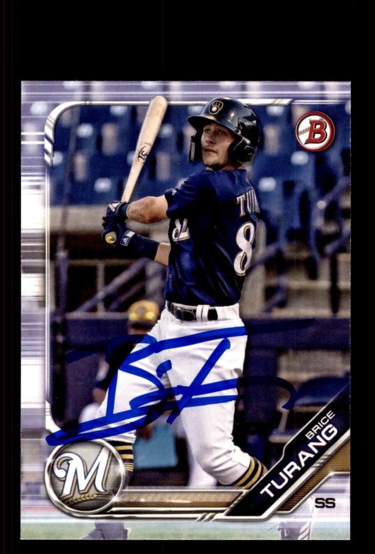 Signed Baseball Card Auto Brice Turang 2019 Bowman Draft #BD-130 Brewers