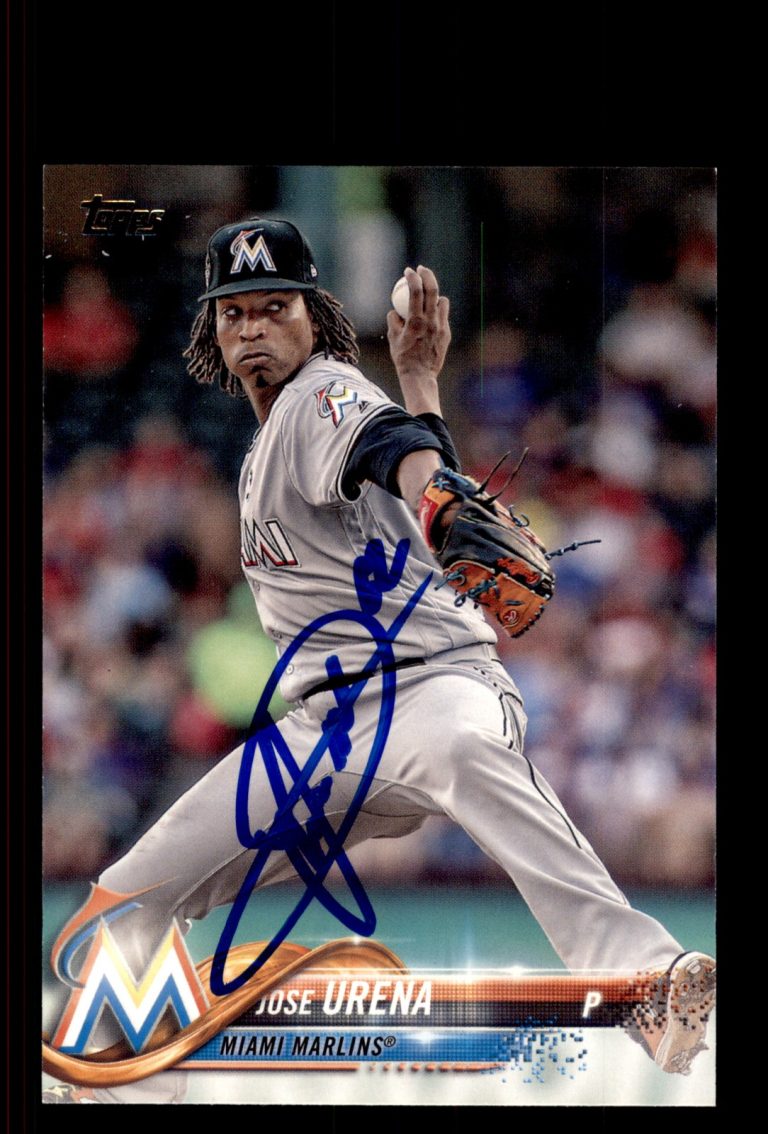 Signed Baseball Card Auto Jose Urena 2018 Topps #647 Miami Marlins