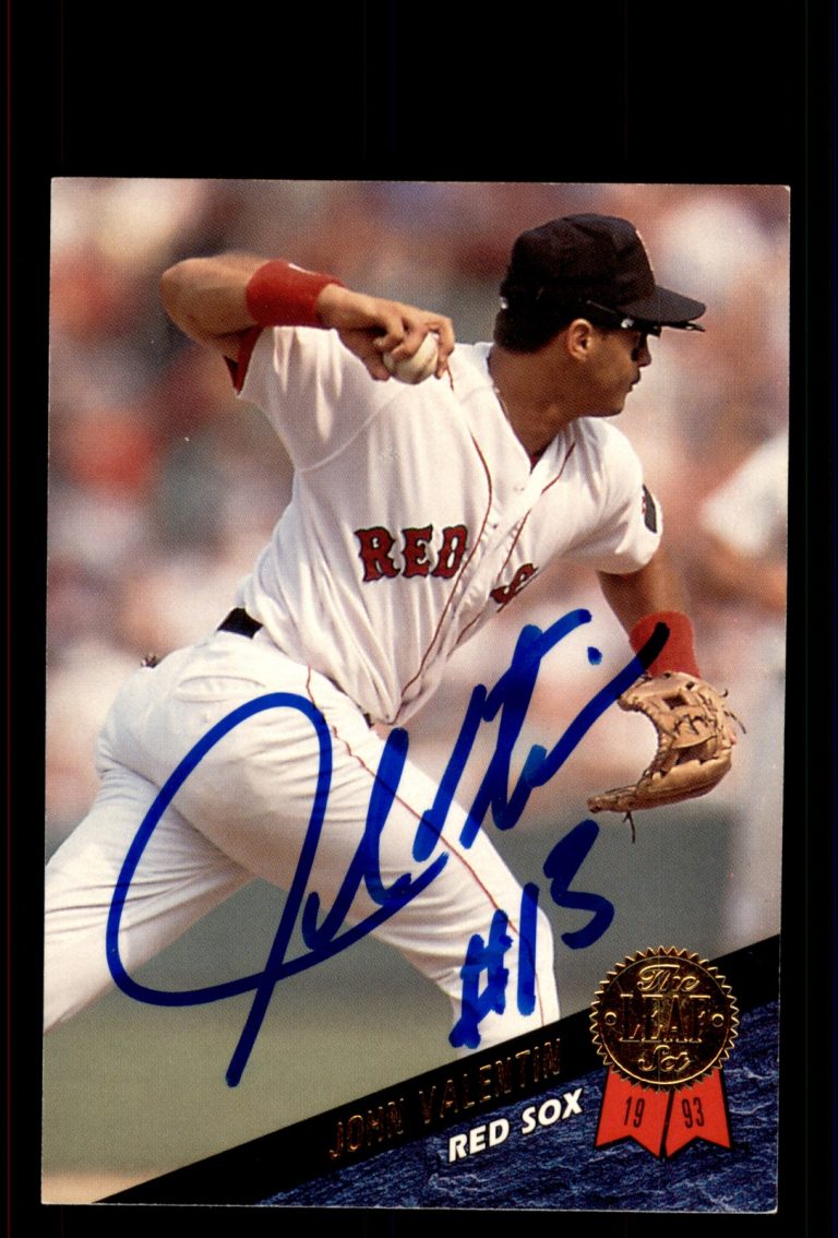 Signed Baseball Card Auto John Valentin 1993 Leaf #87 Boston Red Sox