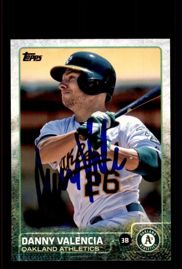 Signed Baseball Card Auto Danny Valencia 2015 Topps #US250 Oakland Athletics
