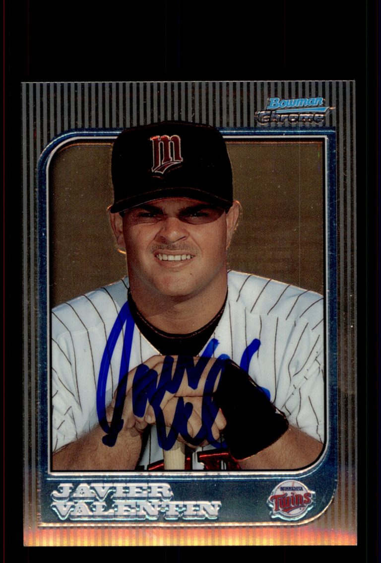 Signed Baseball Card Auto Javier Valentin 1997 Bowman Chrome #134 Twins