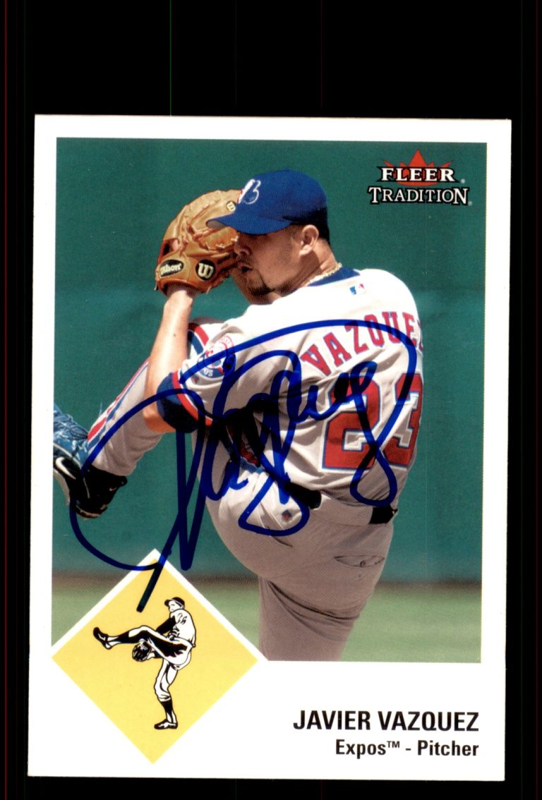 Signed Baseball Card Auto Javier Vazquez 2003 Fleer Tradition Update #U18 Expos