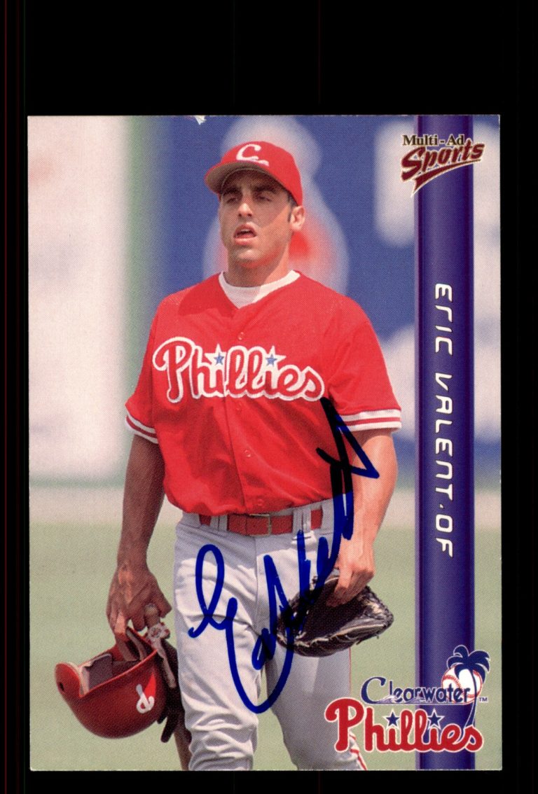 Signed Baseball Card Auto Eric Valent 1999 Multi-Ad Clearwater Phillies