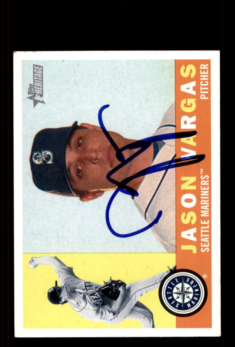 Signed Baseball Card Auto Jason Vargas 2009 Topps Heritage #597 Seattle Mariners