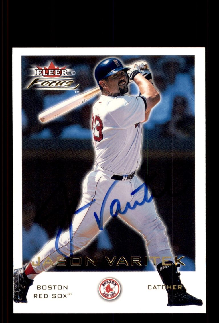Signed Baseball Card Auto Jason Varitek 2001 Fleer Focus #90 Boston Red Sox