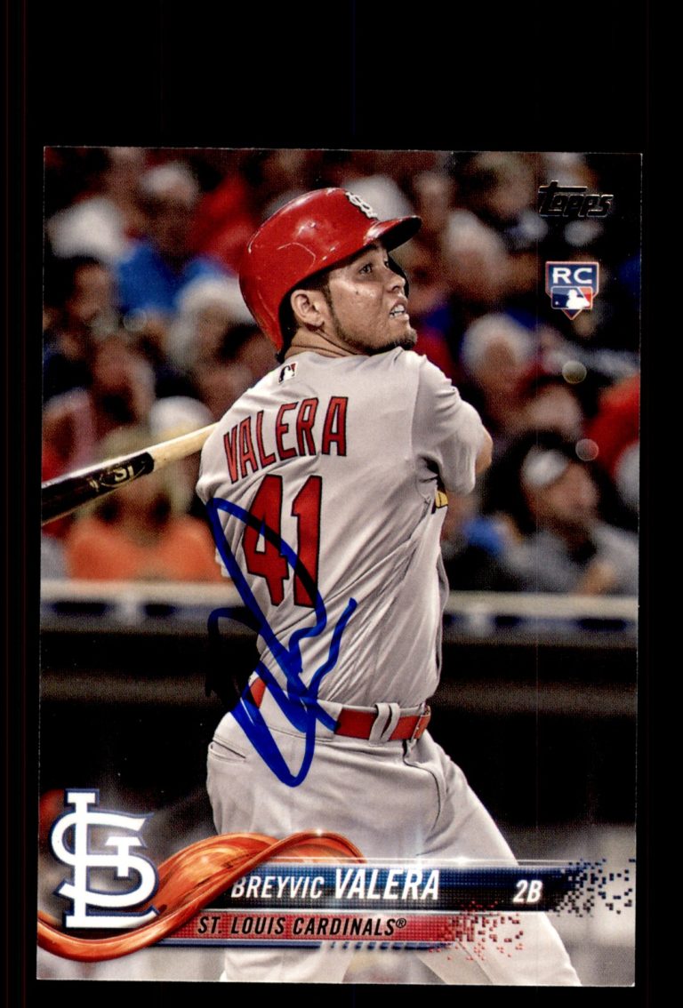 Signed Baseball Card Auto Breyvic Valera 2018 Topps #459 St. Louis Cardinals