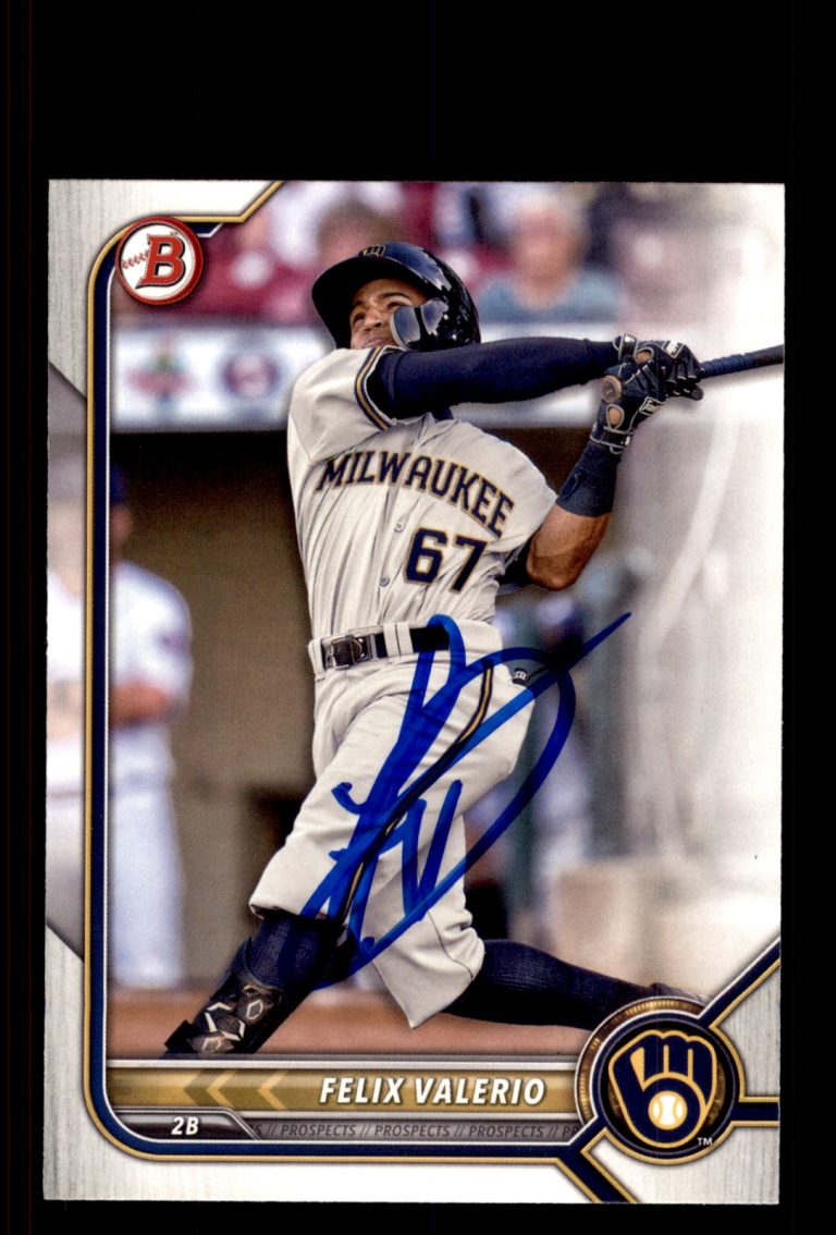 Signed Baseball Card Auto Felix Valerio 2022 Bowman #BD-66 Milwaukee Brewers