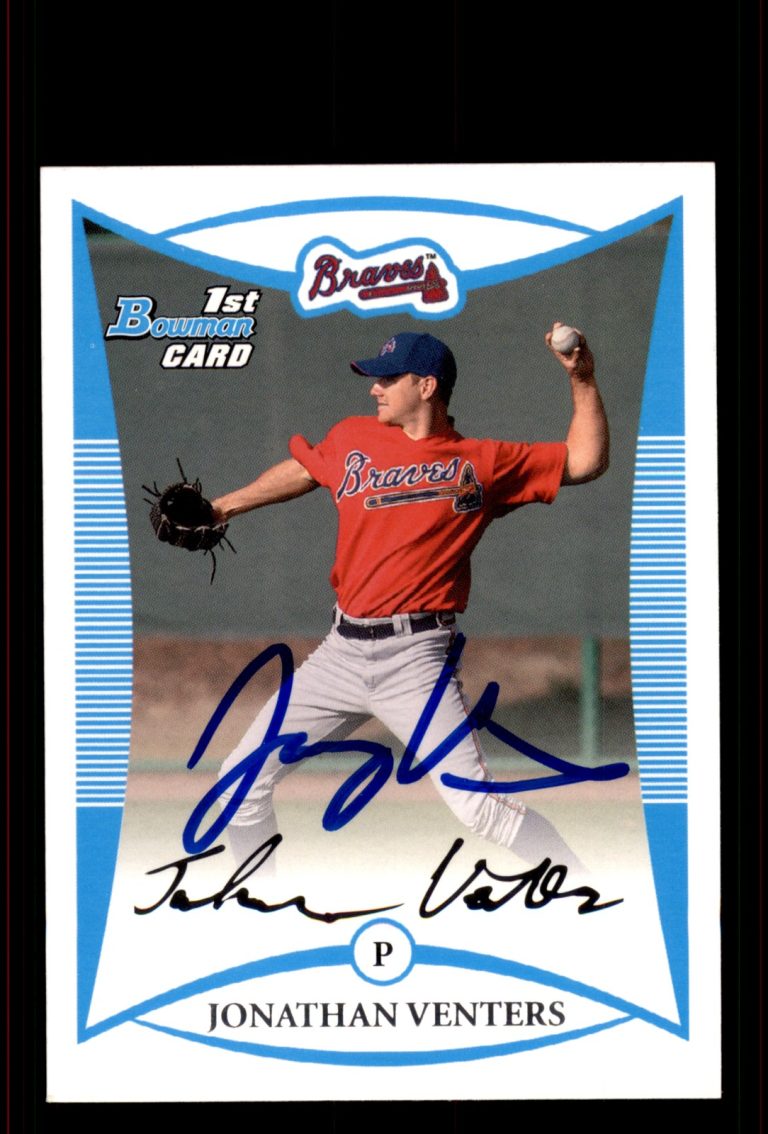Signed Baseball Card Auto Jonathan Venters 2008 Bowman #BP27 Atlanta Braves