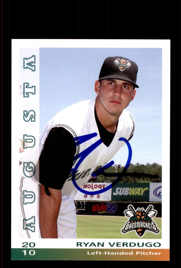 Signed Baseball Card Auto Ryan Verdugo 2010 Grandstand Augusta GreenJackets