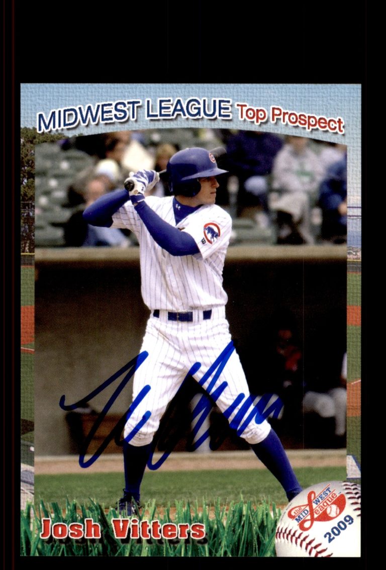 Signed Baseball Card Auto Josh Vitters 2009 Midwest League Top Prospects