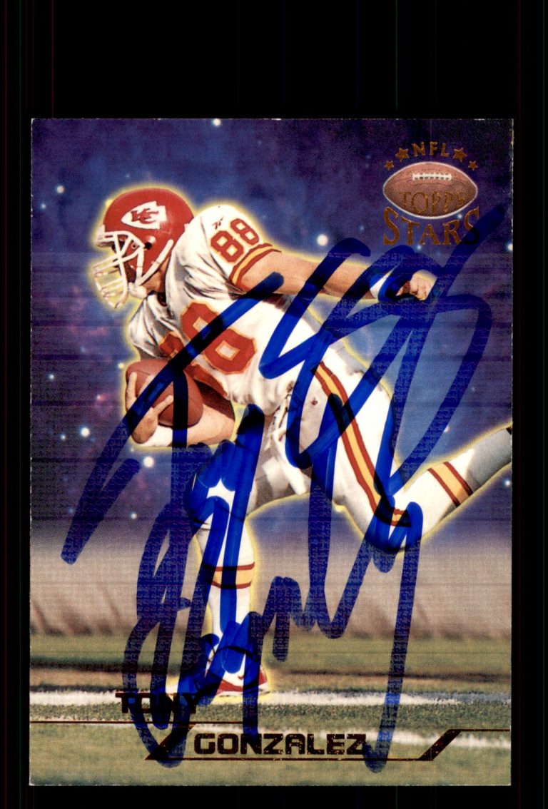 Signed Football Card Auto Tony Gonzalez 1998 Topps Stars #119 Kansas City Chiefs