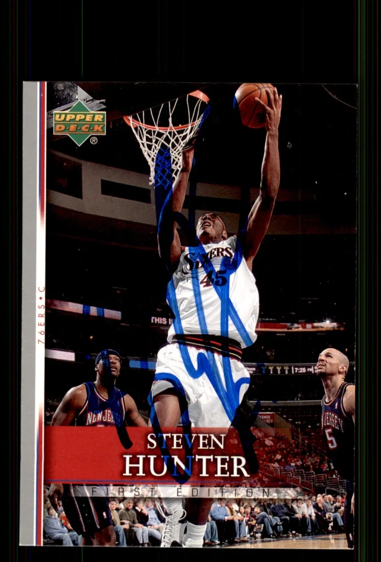 Signed Basketball Card Auto Steven Hunter 2007-08 Upper Deck #104 76ers