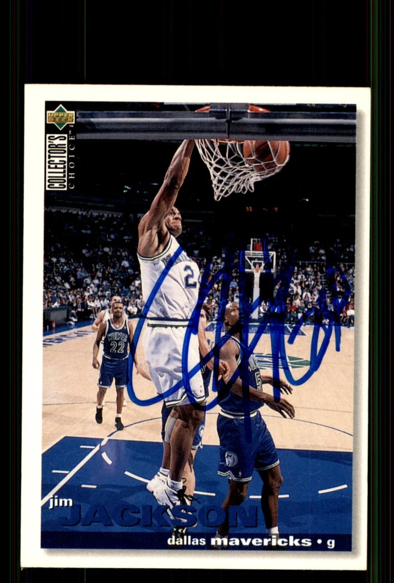 Signed Basketball Card Auto Jim Jackson 1995-96 Collector's Choice #140 Mavs