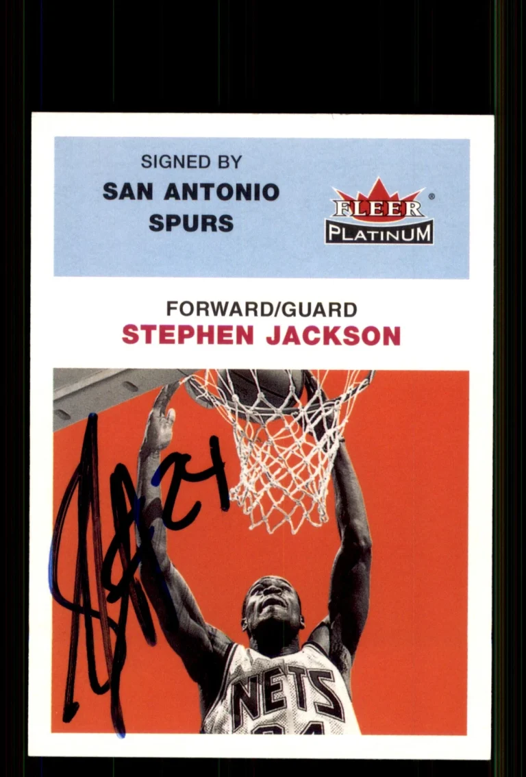 Signed Basketball Card Auto Stephen Jackson 2001-02 Fleer Platinum #160 Spurs