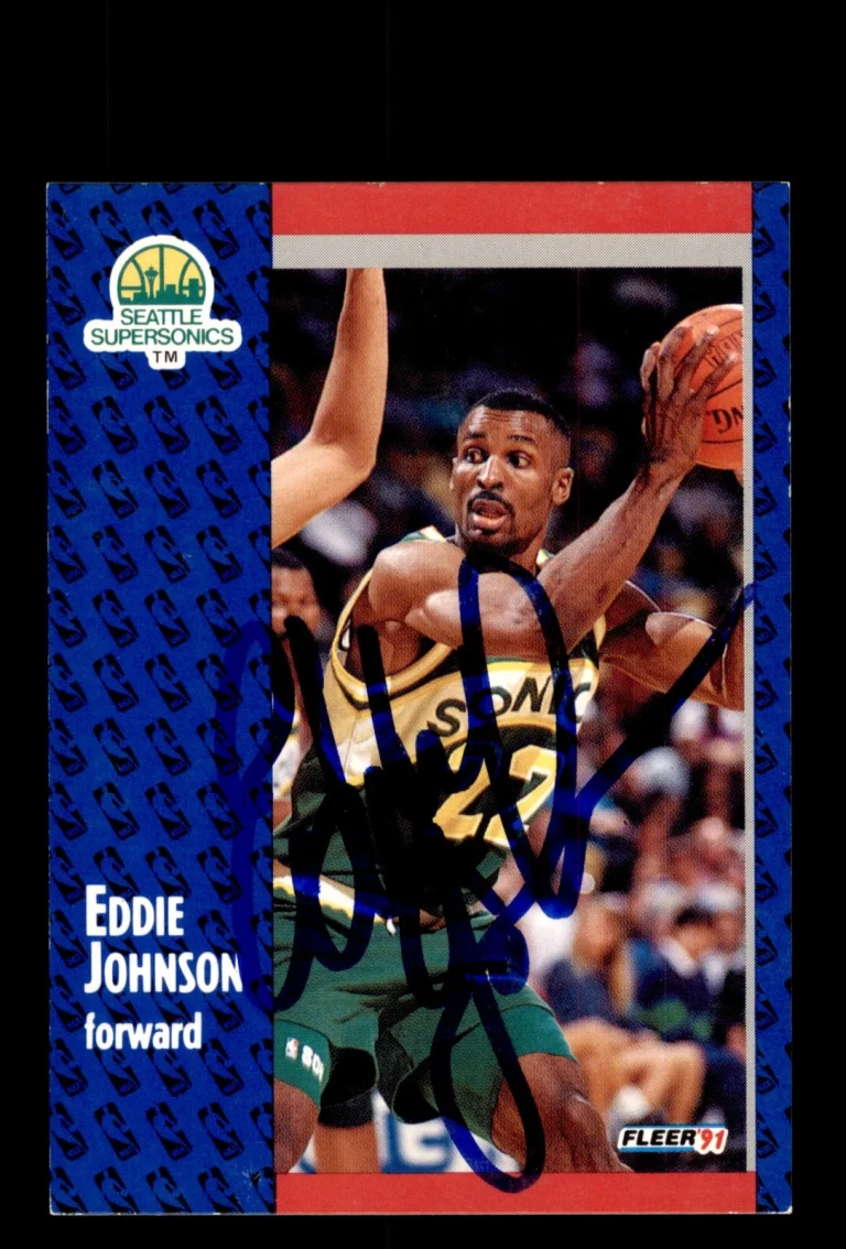 Signed Basketball Card Auto Eddie Johnson 1991-92 Fleer #190 Seattle SuperSonics