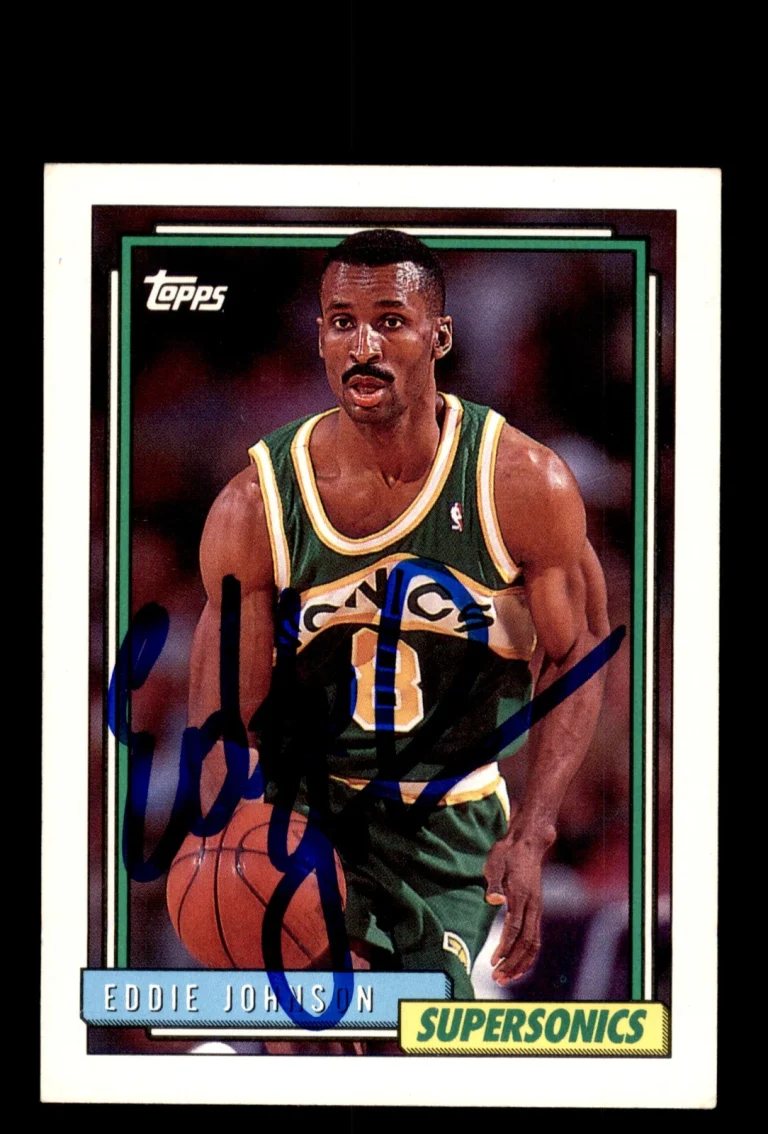 Signed Basketball Card Auto Eddie Johnson 1992-93 Topps #384 Seattle SuperSonics