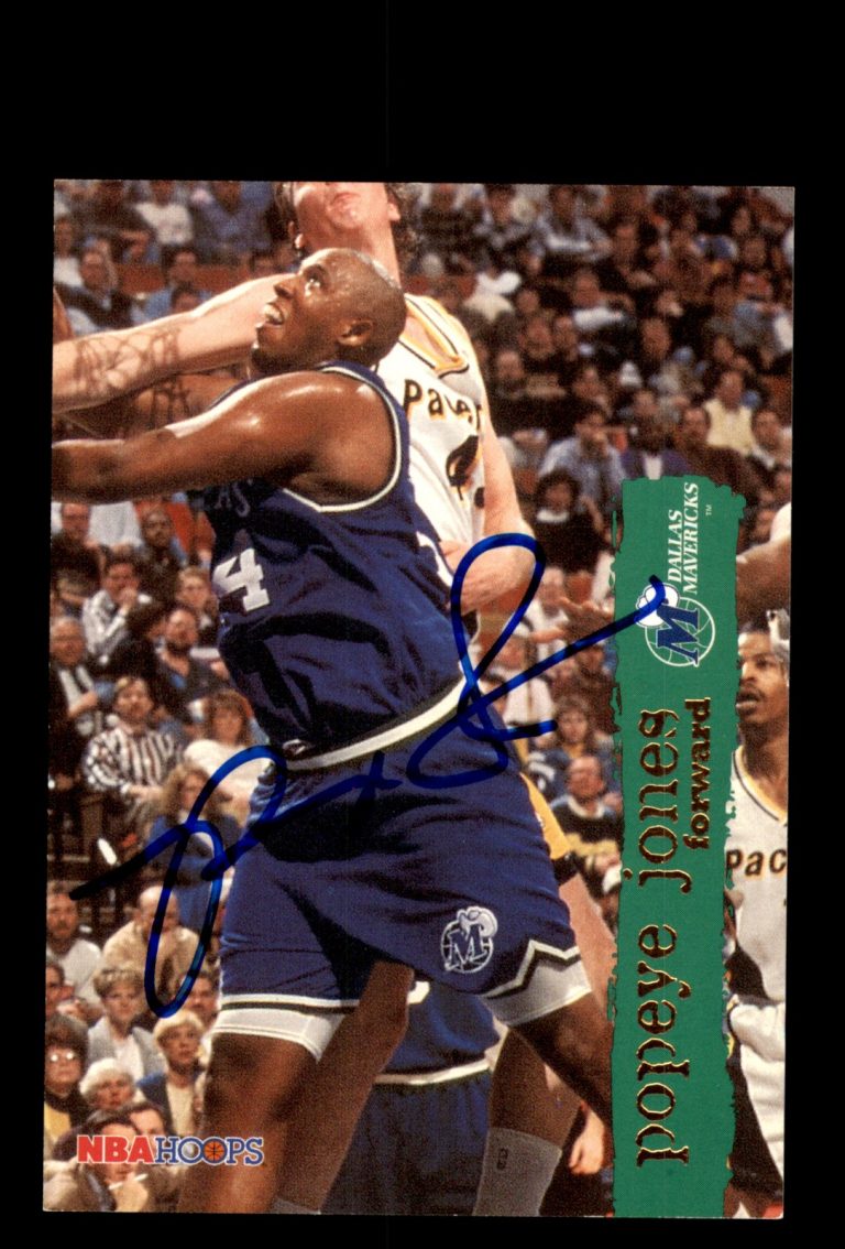 Signed Basketball Card Auto Popeye Jones 1995-96 Hoops #34 Dallas Mavericks