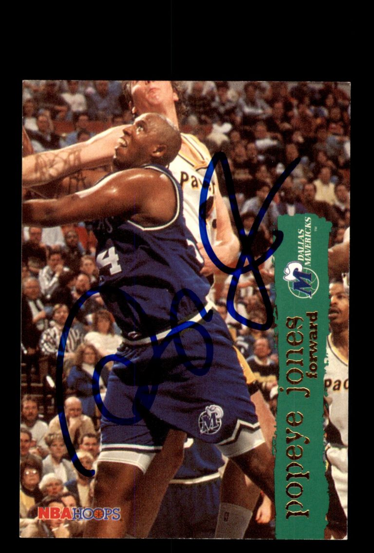 Signed Basketball Card Auto Popeye Jones 1995-96 Hoops #34 Dallas Mavericks