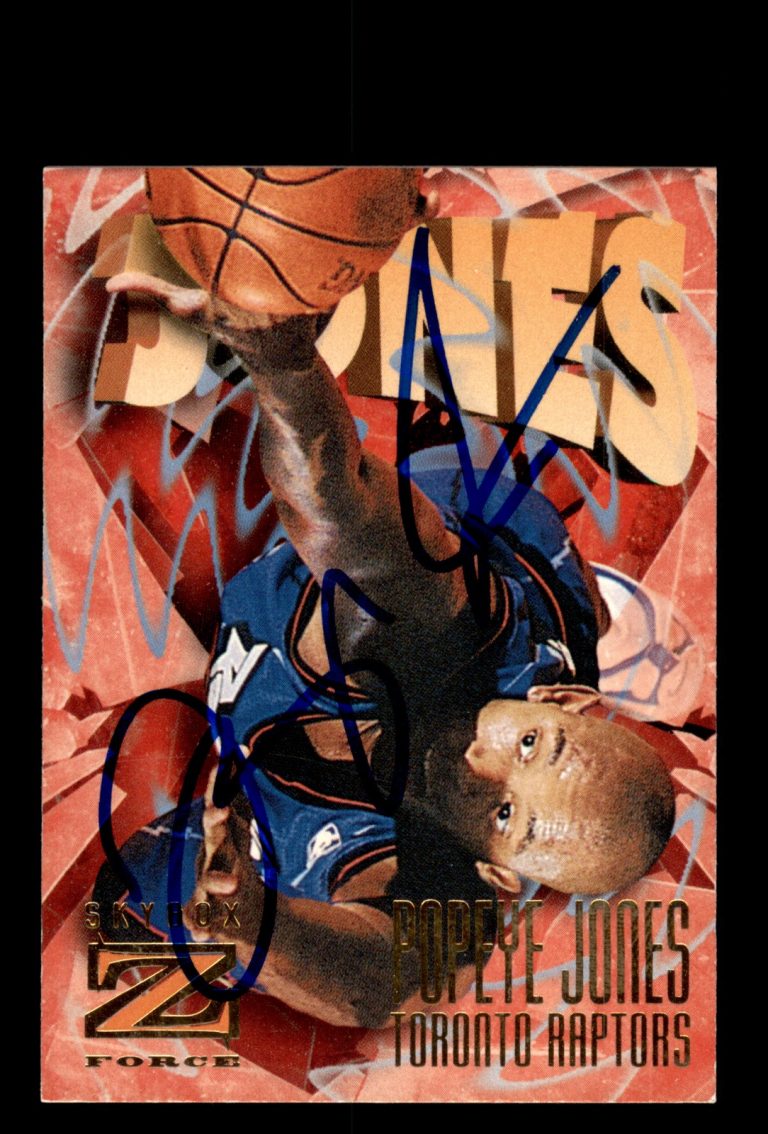 Signed Basketball Card Auto Popeye Jones 1996-97 SkyBox Z-Force #135 Raptors
