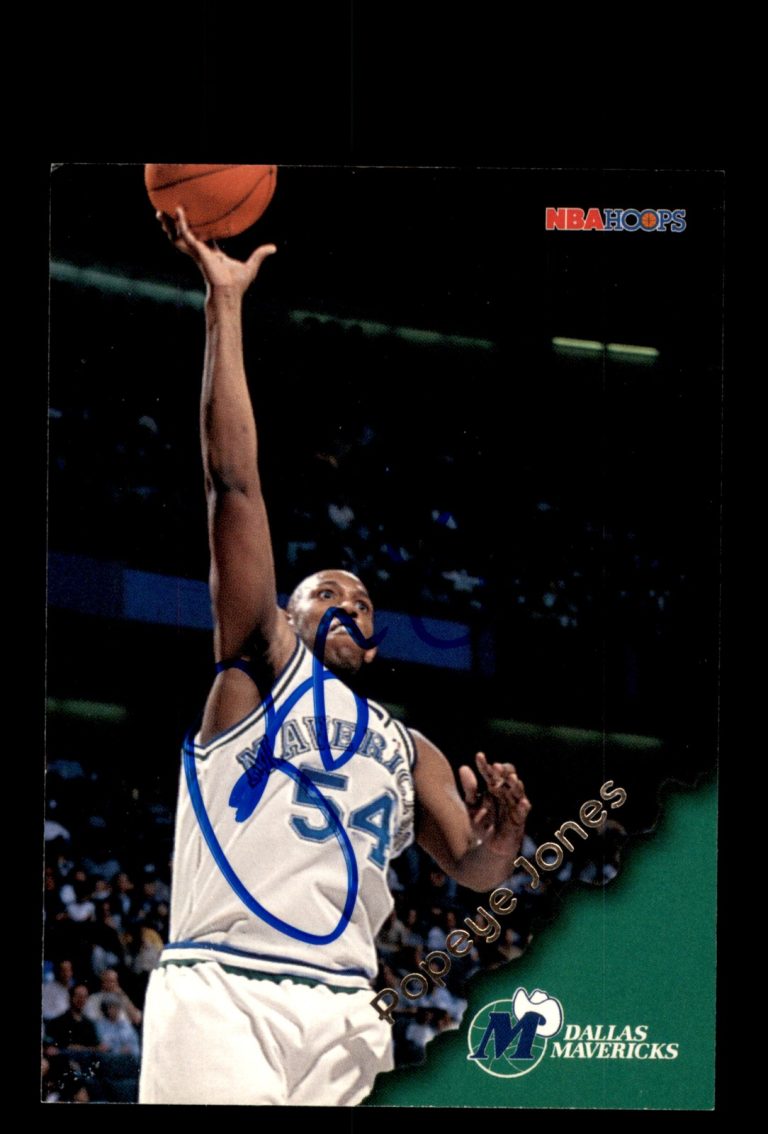 Signed Basketball Card Auto Popeye Jones 1996-97 Hoops #34 Dallas Mavericks