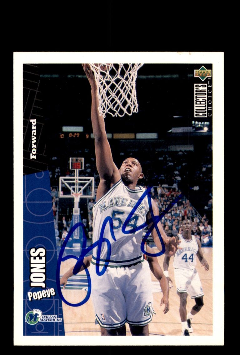 Signed Basketball Card Auto Popeye Jones 1996-97 Collector's Choice #40