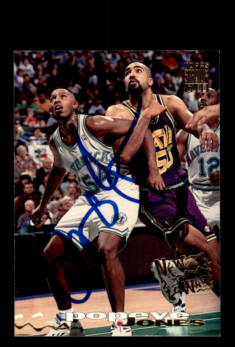 Signed Basketball Card Auto Popeye Jones 1993-94 Stadium Club #276