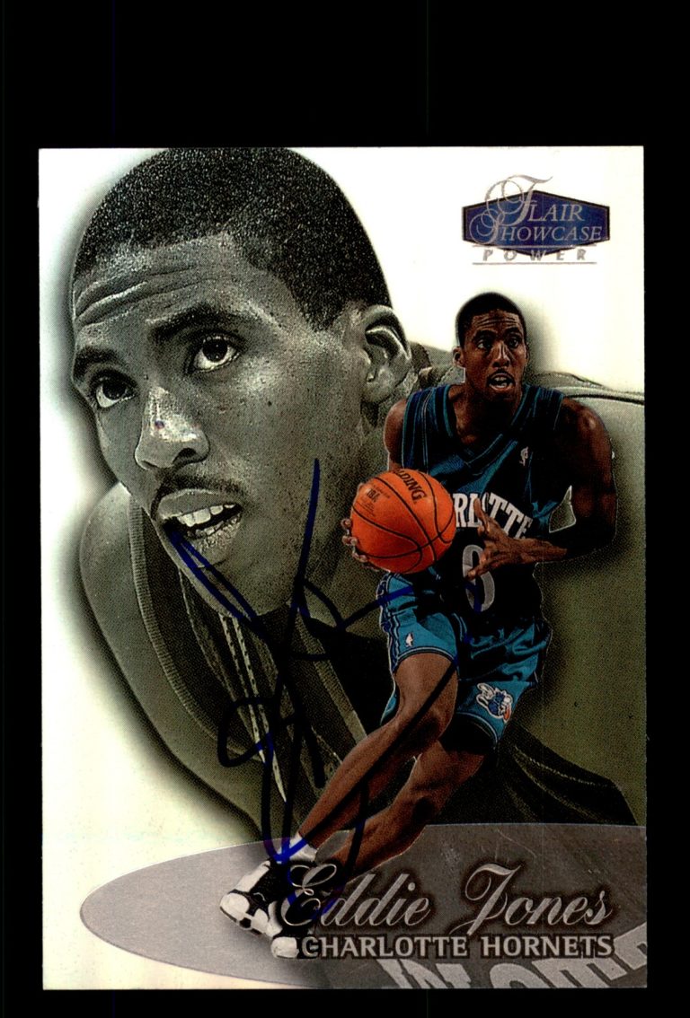 Signed Basketball Card Auto Eddie Jones 1998-99 Flair Showcase #33 Hornets