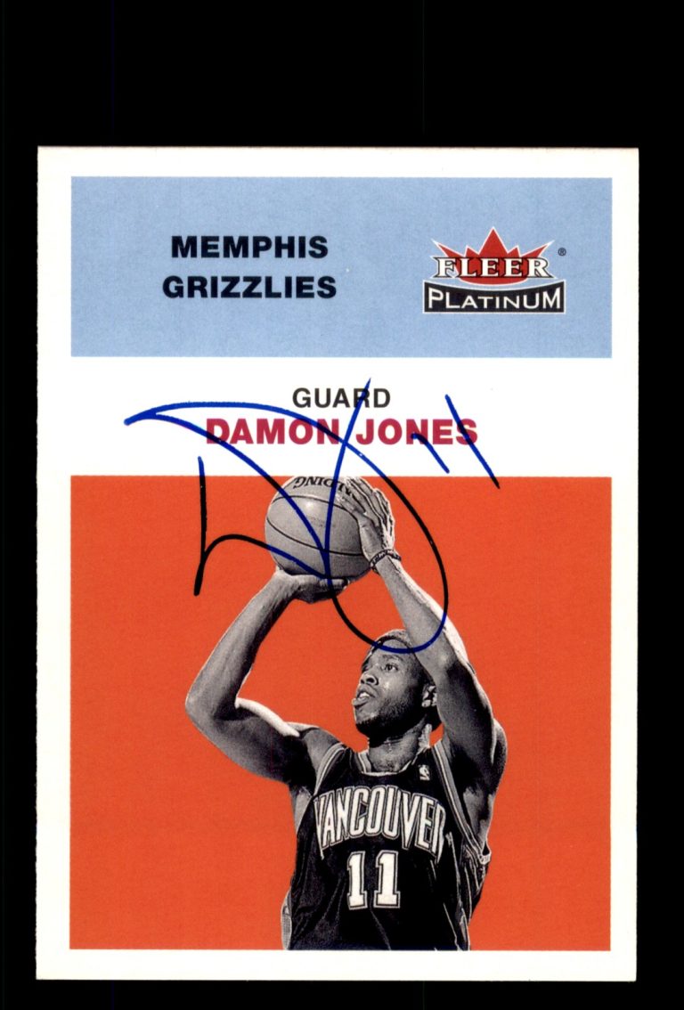 Signed Basketball Card Auto Damon Jones 2001-02 Fleer Platinum #64 Grizzlies