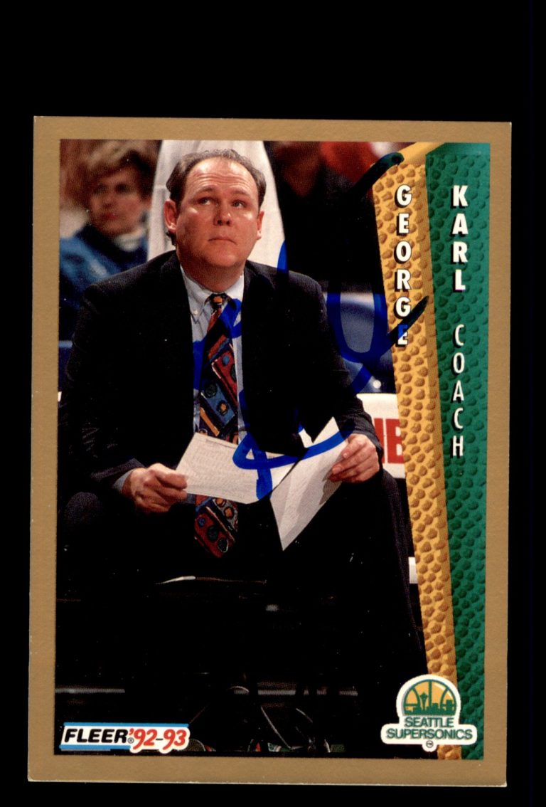 Signed Basketball Card Auto George Karl 1992-93 Fleer #212 Seattle SuperSonics