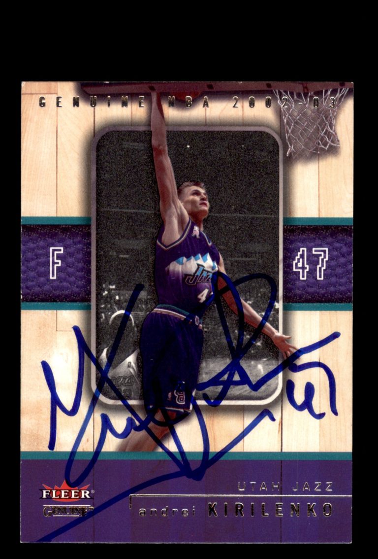 Signed Basketball Card Auto Andrei Kirilenko 2002-03 Fleer Genuine #55 Utah Jazz