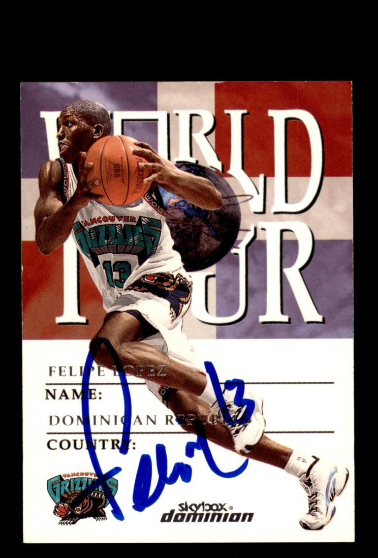 Signed Basketball Card Auto Felipe Lopez 1999-00 SkyBox Dominion #182 Grizzlies