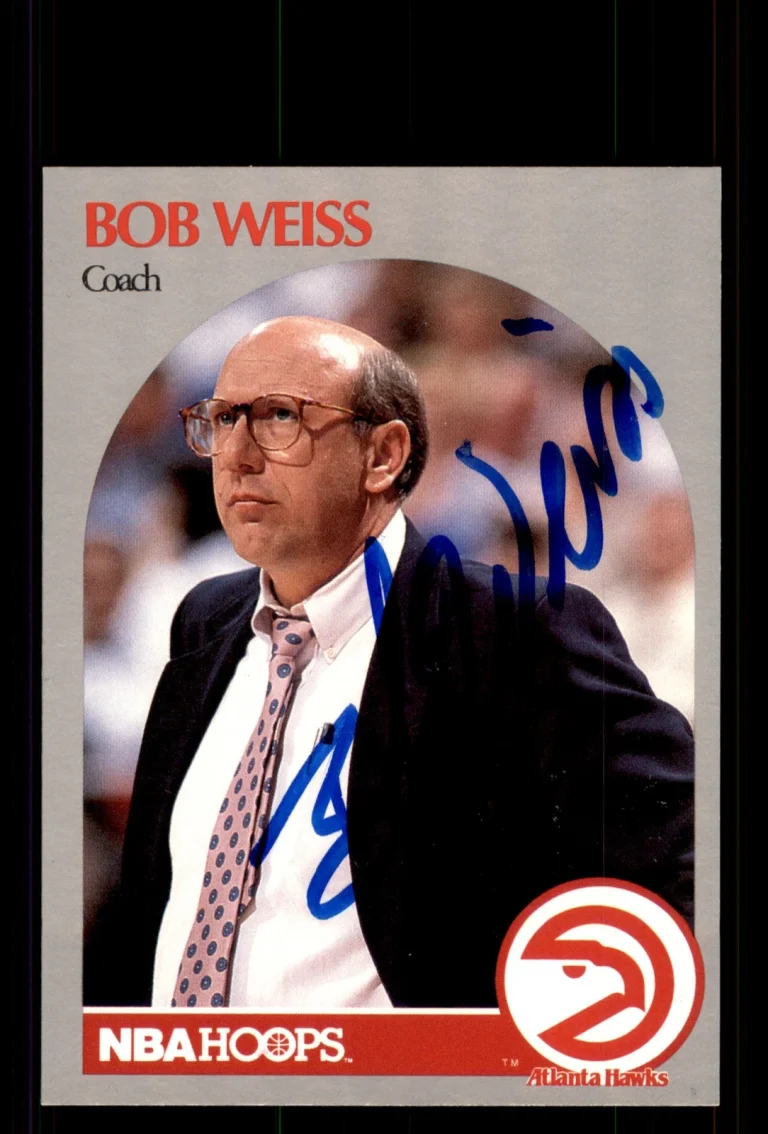 Signed Basketball Card Auto Bob Weiss 1990-91 Hoops #305 Atlanta Hawks