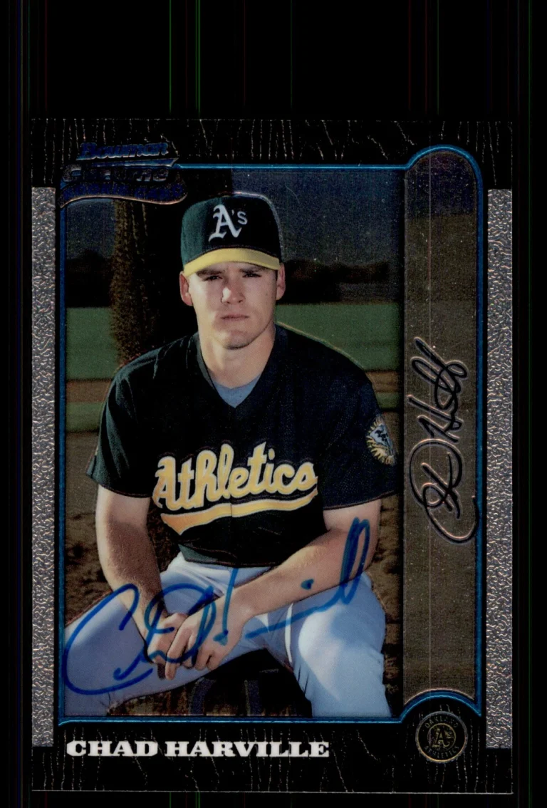Signed Baseball Card Auto Chad Harville 1999 Bowman Chrome #316 Athletics