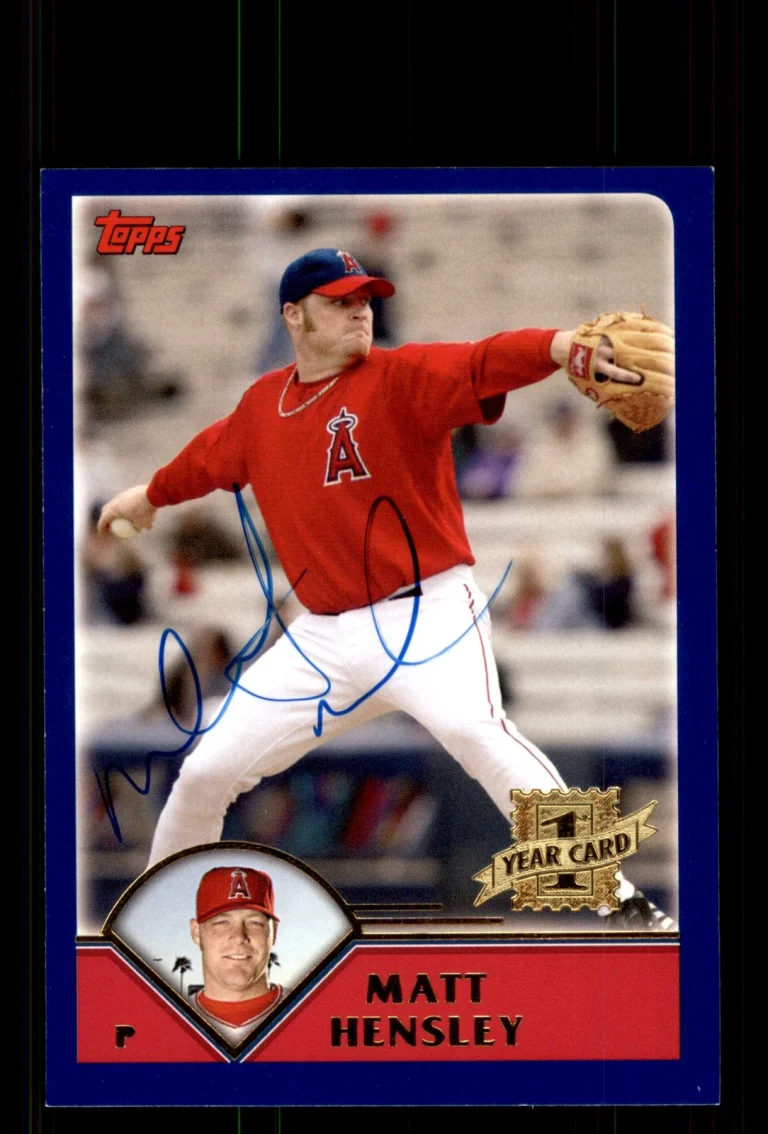 Signed Baseball Card Auto Matt Hensley 2003 Topps Traded #T173 Angels