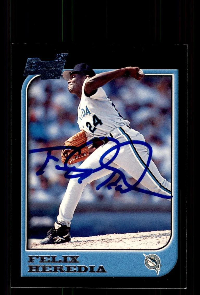 Signed Baseball Card Auto Felix Heredia 1997 Bowman #72 Florida Marlins