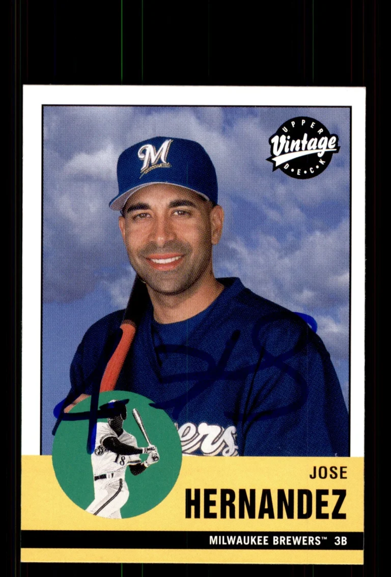 Signed Baseball Card Auto Jose Hernandez 2001 Upper Deck Vintage #192 Brewers
