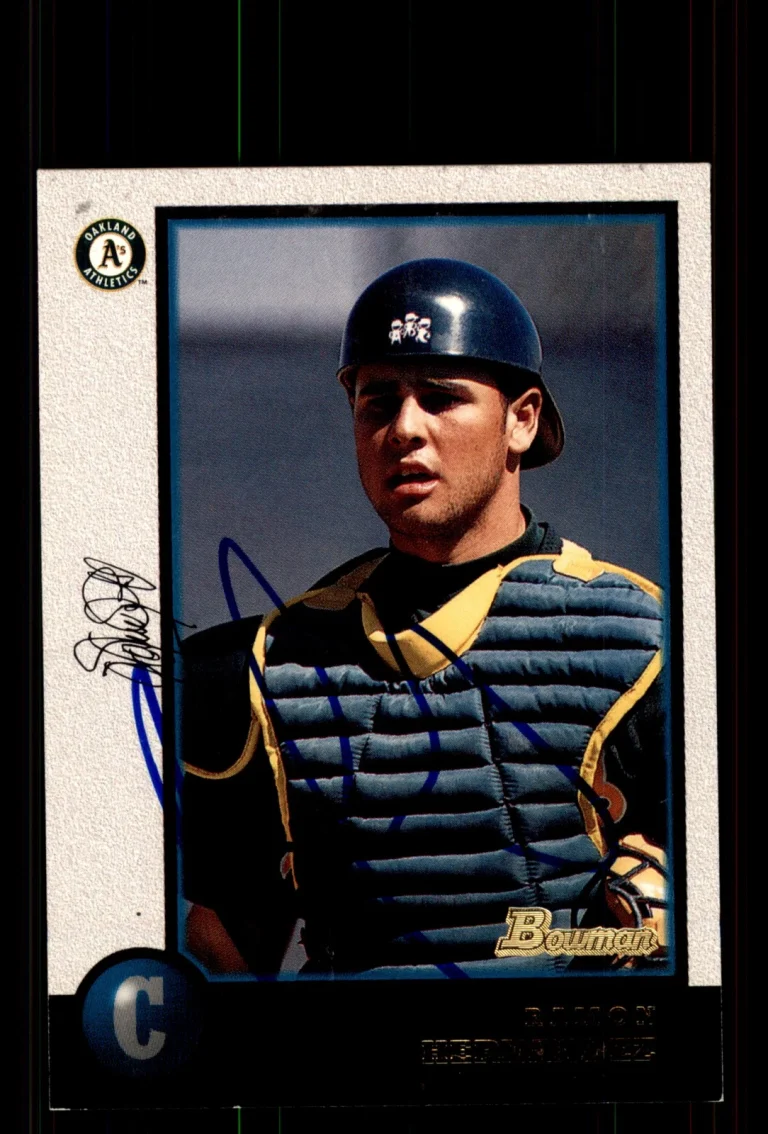 Signed Baseball Card Auto Ramon Hernandez 1998 Bowman #155 Oakland Athletics