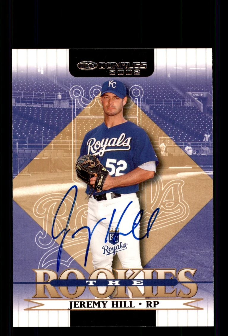 Signed Baseball Card Auto Jeremy Hill 2002 Donruss The Rookies #57 Royals