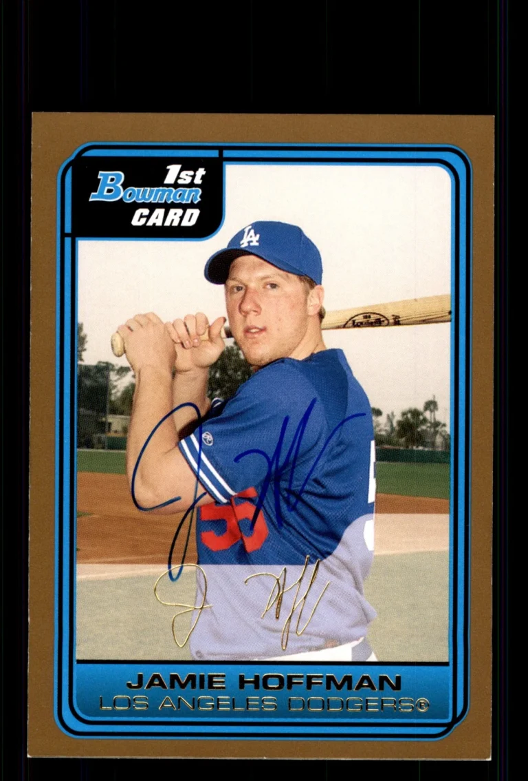 Signed Baseball Card Auto Jamie Hoffmann 2006 Bowman #B16 Dodgers Gold