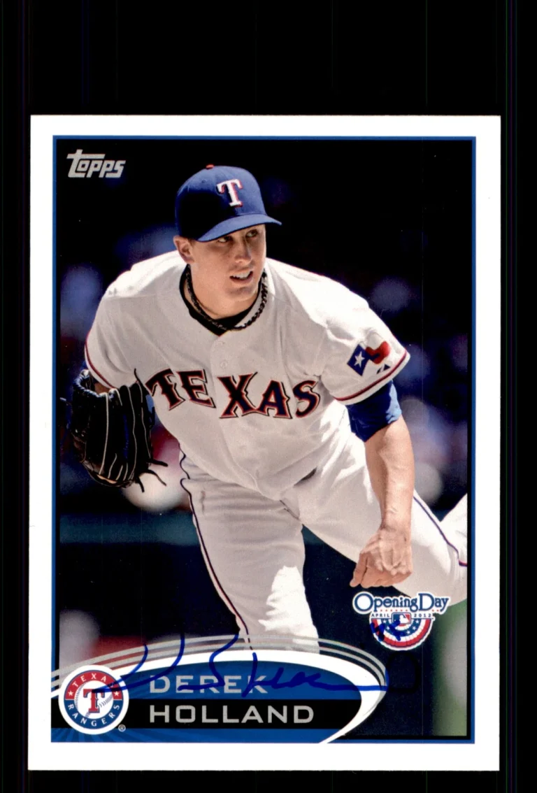 Signed Baseball Card Auto Derek Holland 2012 Topps Opening Day #72 Texas Rangers