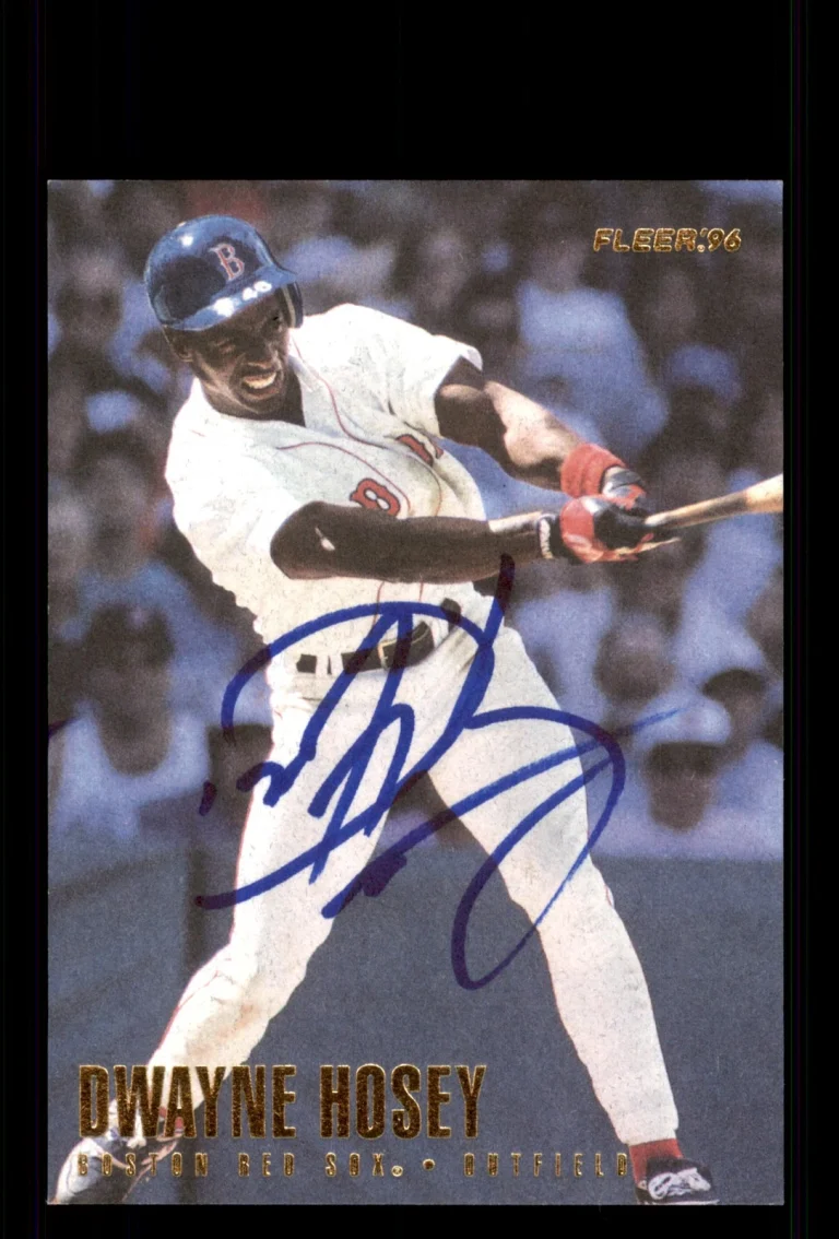 Signed Baseball Card Auto Dwayne Hosey 1996 Fleer #29 Boston Red Sox