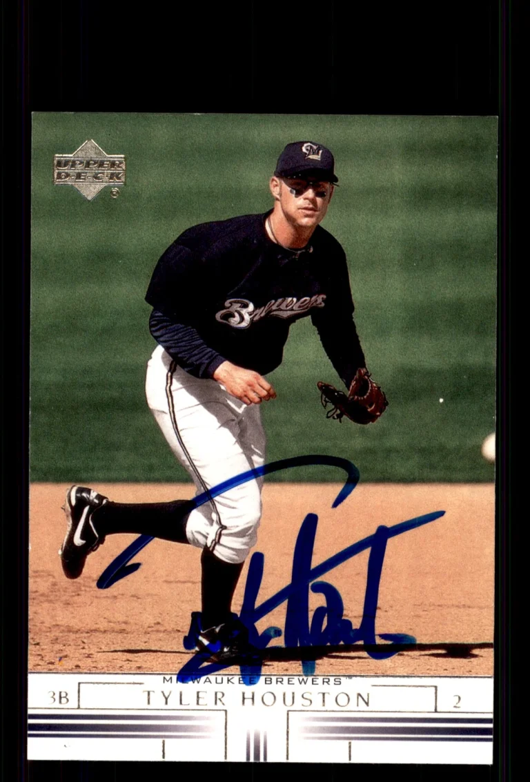 Signed Baseball Card Auto Tyler Houston 2002 Upper Deck #281 Milwaukee Brewers
