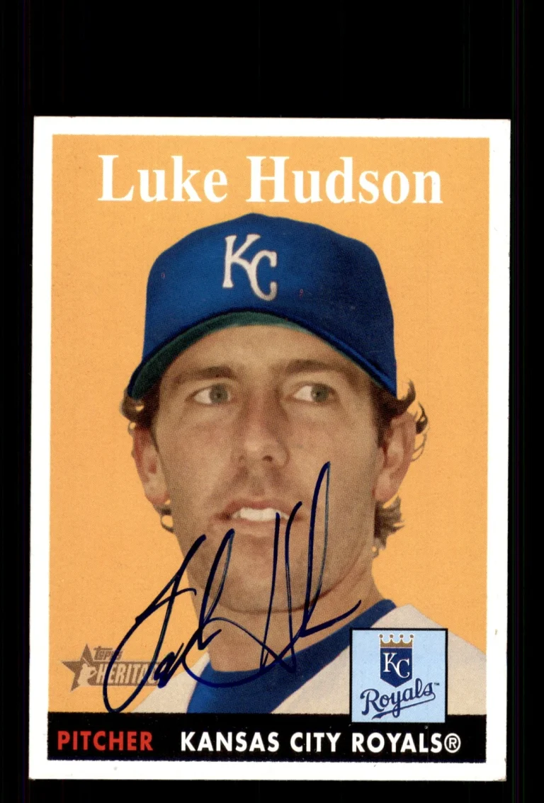 Signed Baseball Card Auto Luke Hudson 2007 Topps Heritage #137 Royals