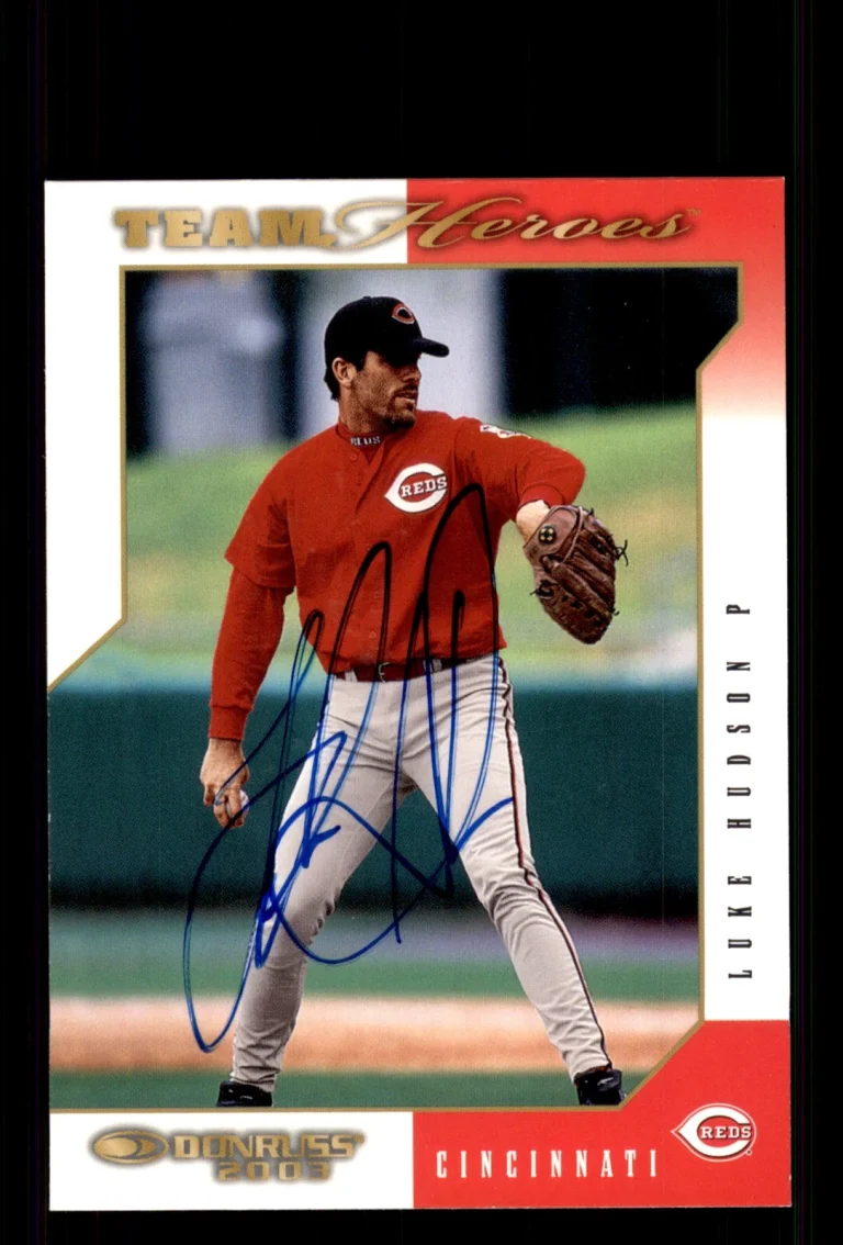 Signed Baseball Card Auto Luke Hudson 2003 Donruss Team Heroes #147 Reds