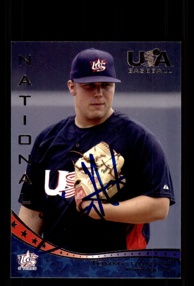 Signed Baseball Card Auto Tommy Hunter 2006-07 USA Baseball Box Set #16