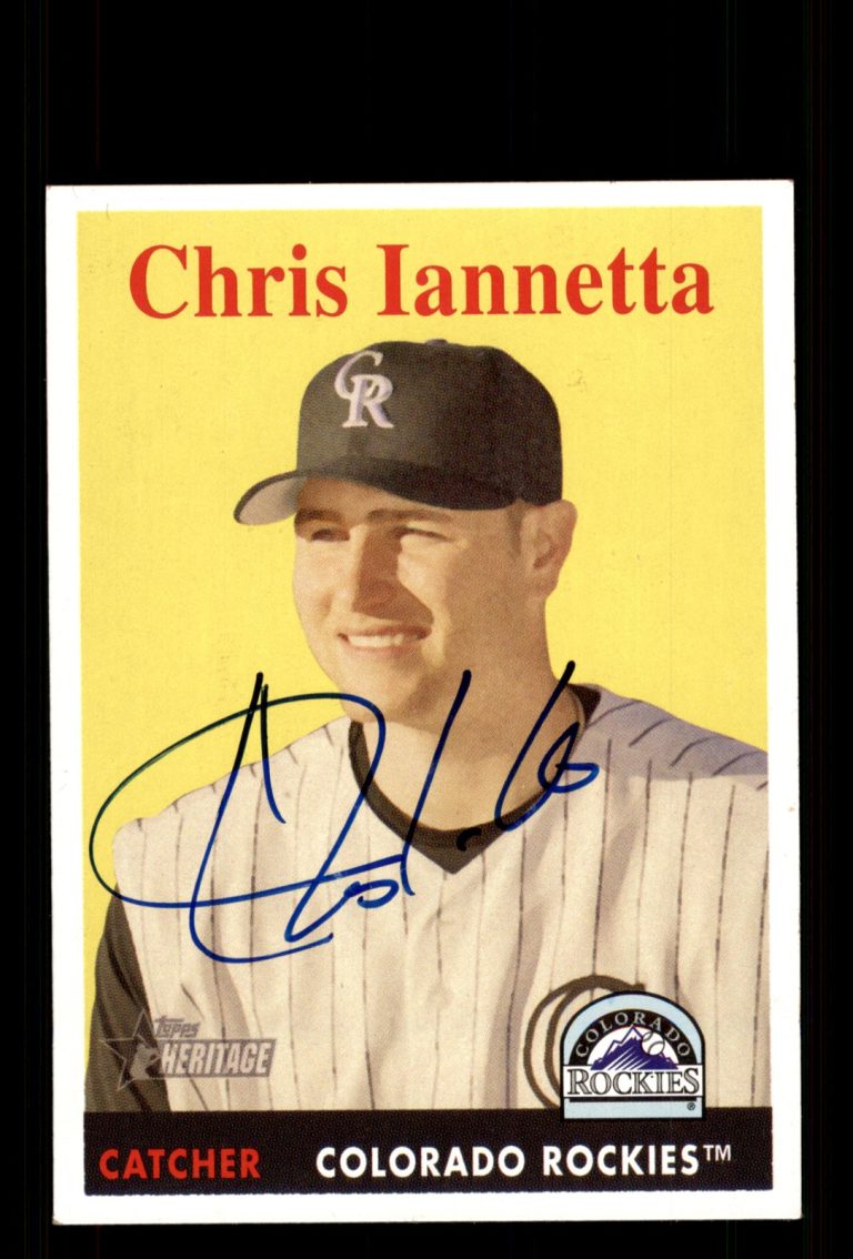 Signed Baseball Card Auto Chris Iannetta 2007 Topps Heritage #373 Rockies